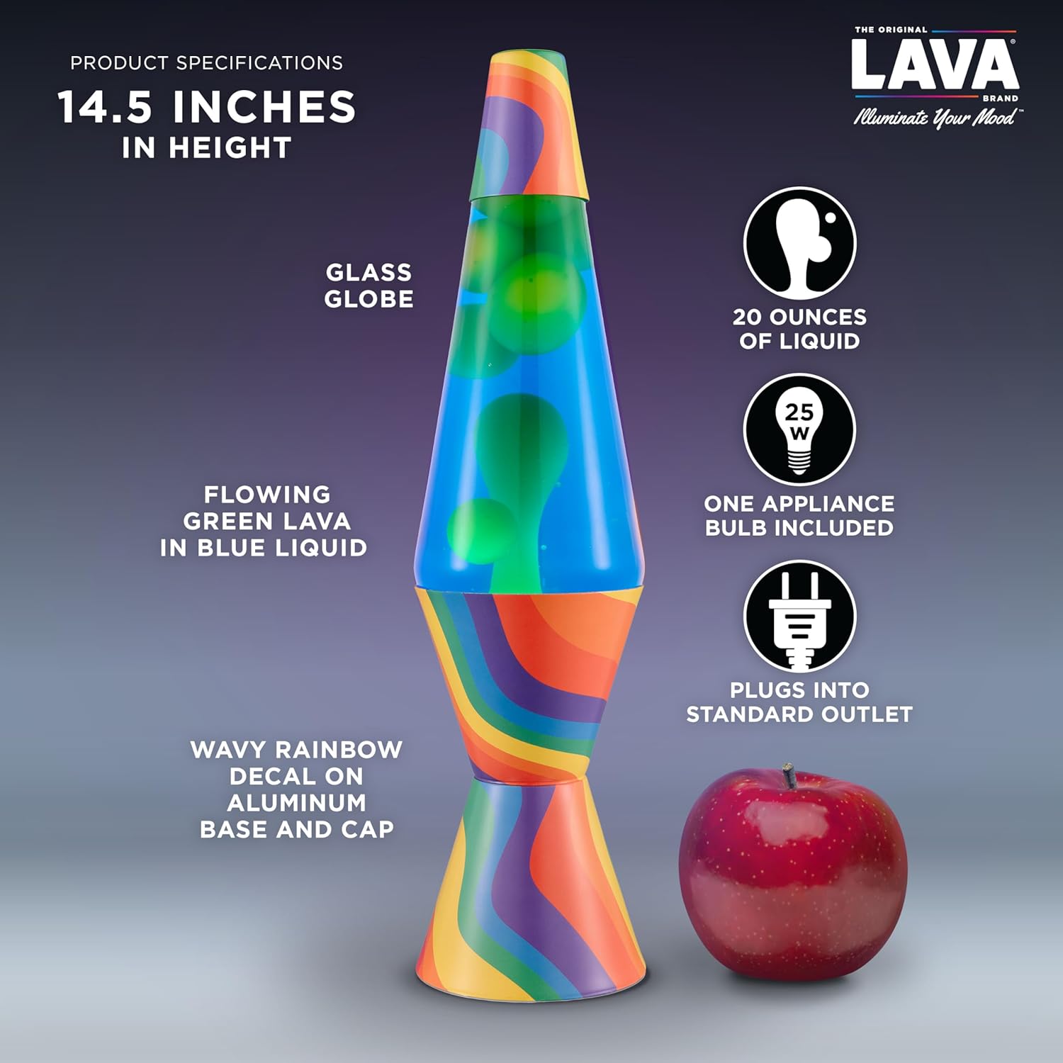 Lava The Original Lamp - 14.5 Warped Rainbow ?C Classic Liquid Motion Lamp - Yellow Wax and Blue Liquid - Item #2713 (Amazon Exclusive) - Image 3